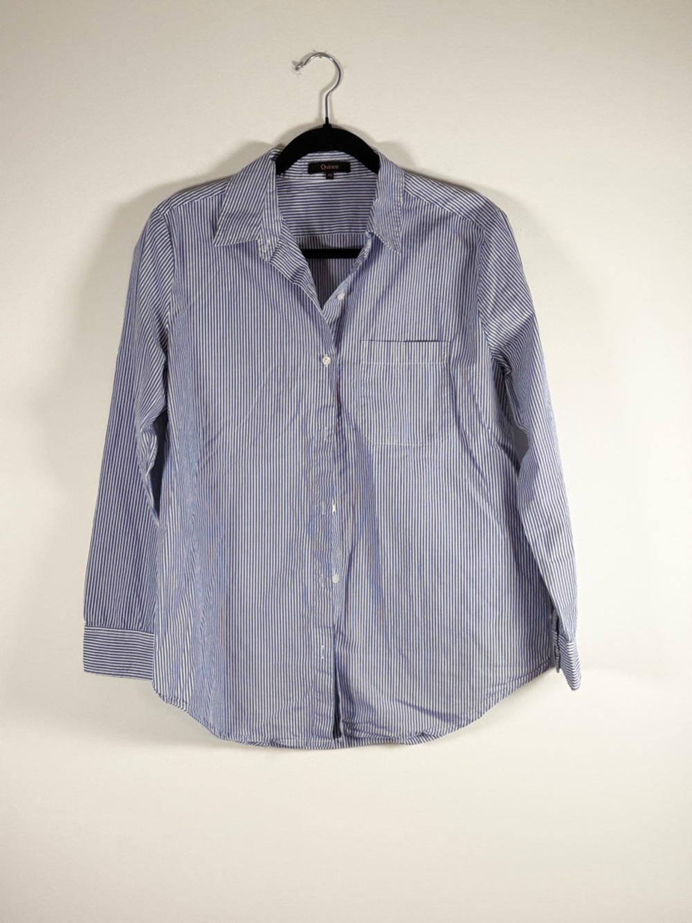 Quince Blue and White Striped Button-Down Shirt